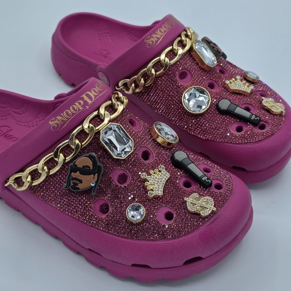 Skechers x Snoop Dogg Pink Rolling N Gold Arch Fit Footsteps Clogs Size 10 - Picture 3 of 16
